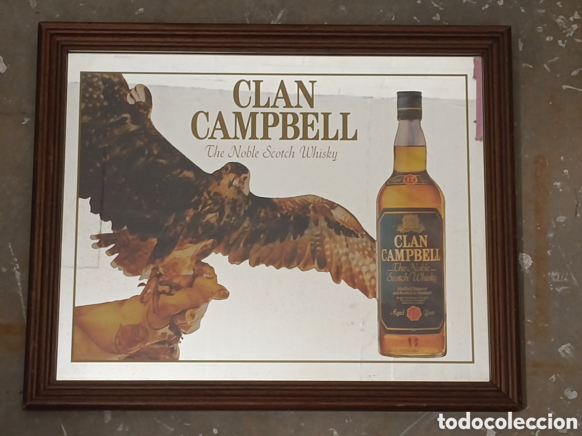 Coleccionismo de vinos y licores: CUADRO Espejo Publicidad Whisky Clan Campbell