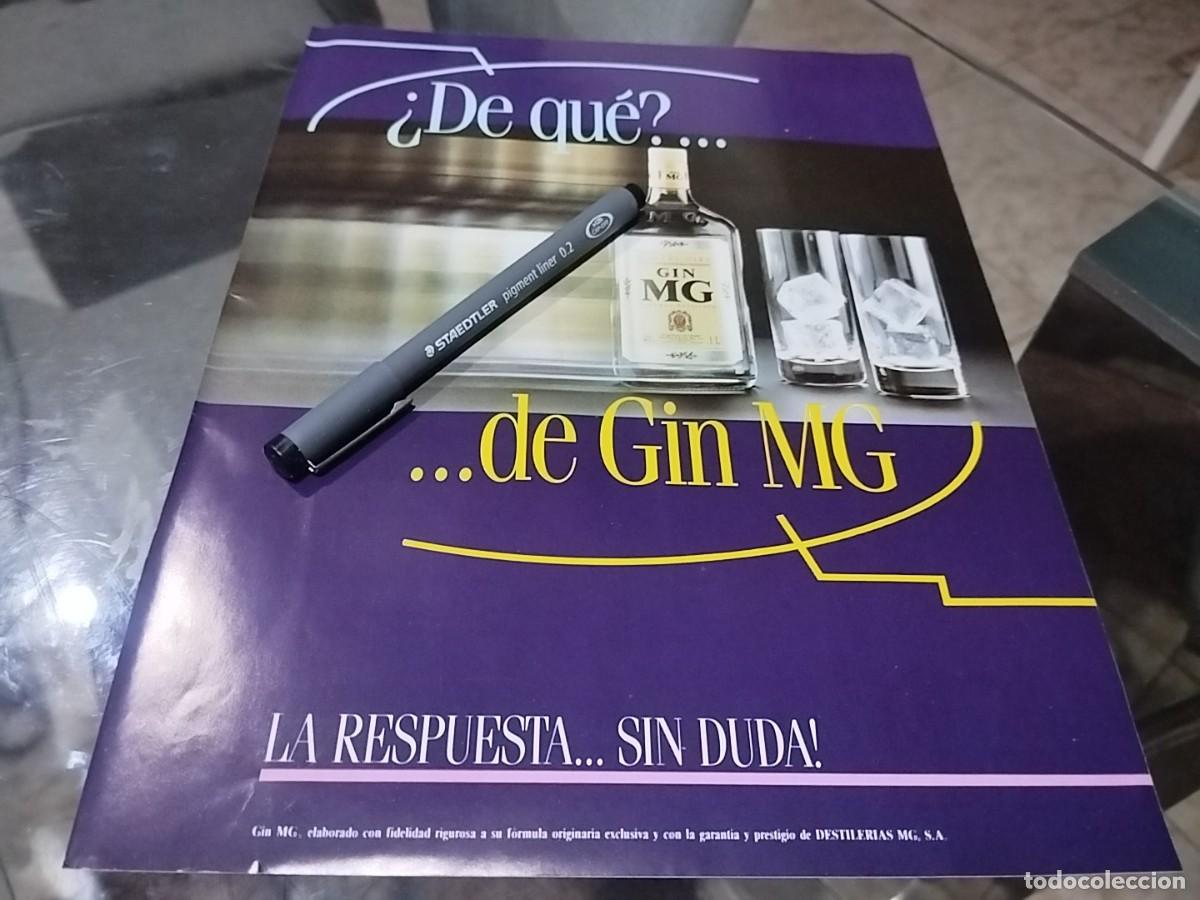 Coleccionismo de vinos y licores: GINEBRA GIN MG ANUNCIO PUBLICIDAD REVISTA 1990 BONITO PARA ENMARCAR