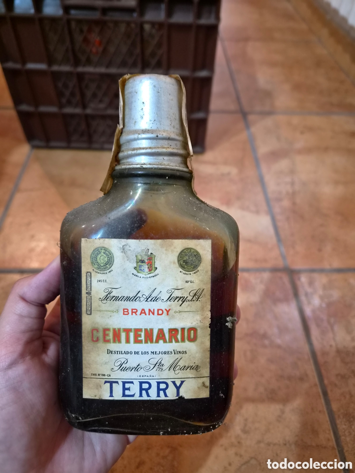 Coleccionismo de vinos y licores: Petaca de Brandy Centenario Terry