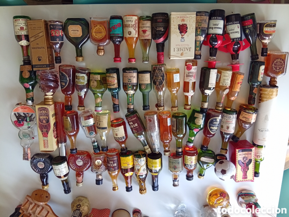 Coleccionismo de vinos y licores: Miniaturas de botellas de cognac, Jerez, brandys