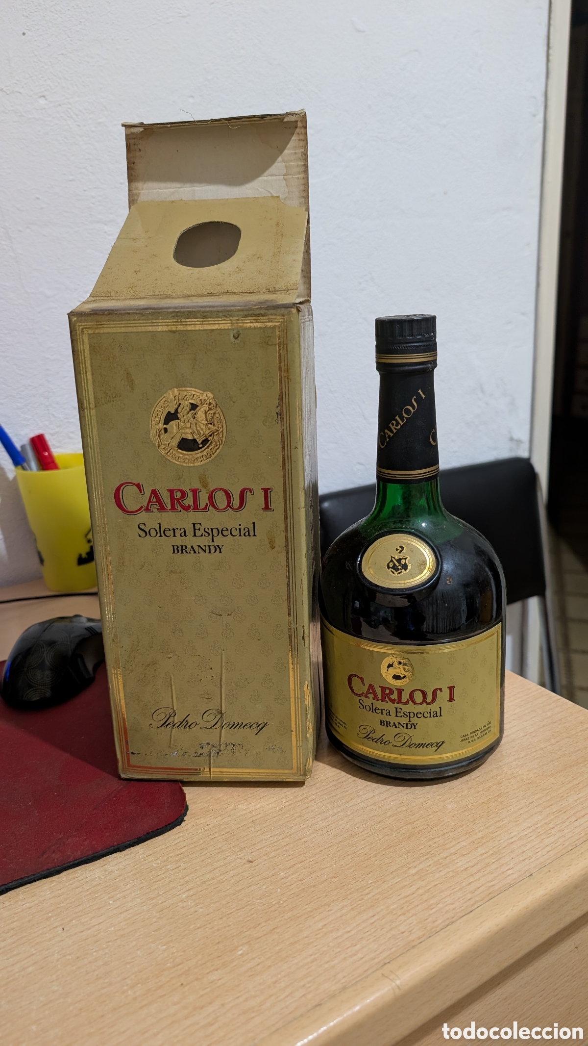 Coleccionismo de vinos y licores: Brandy Carlos I Solera Especial Pedro Domecq &ndash; Antiguo a&ntilde;os 60-70 con caja original