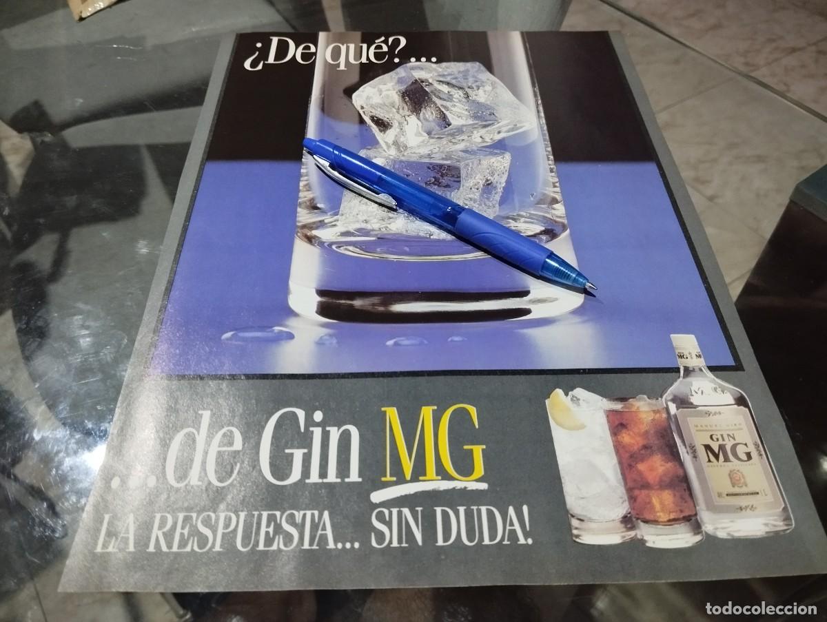 Coleccionismo de vinos y licores: GINEBRA GIN MG ANUNCIO PUBLICIDAD REVISTA 1989 BONITO PARA ENMARCAR