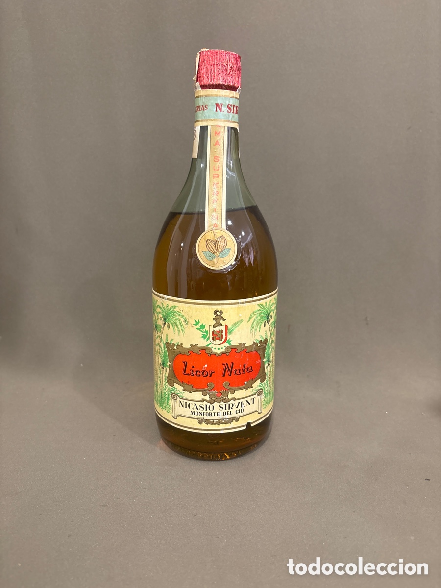 Coleccionismo de vinos y licores: Antigua botella LICOR NATA,Nicasio sirvent*MONFORTE DEL CID*VER FOTOS*