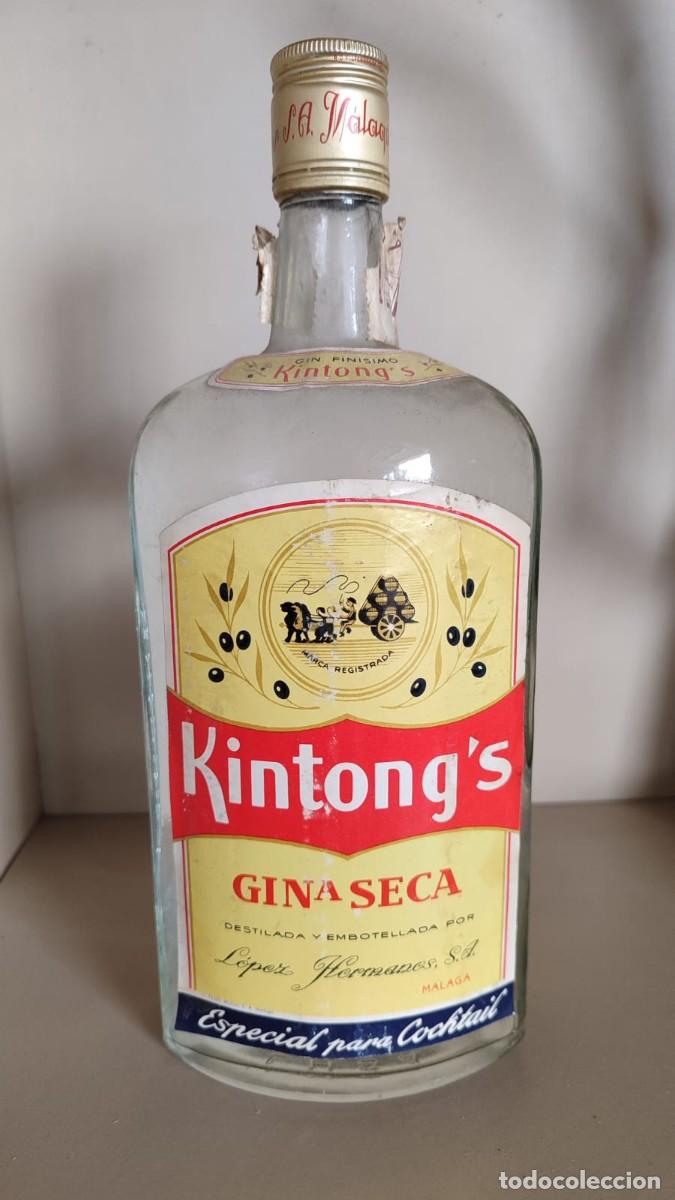 Coleccionismo de vinos y licores: Botella de Ginebra Kintong&rsquo;s &ndash; 1971 &ndash; L&oacute;pez Hermanos S.A. M&aacute;laga
