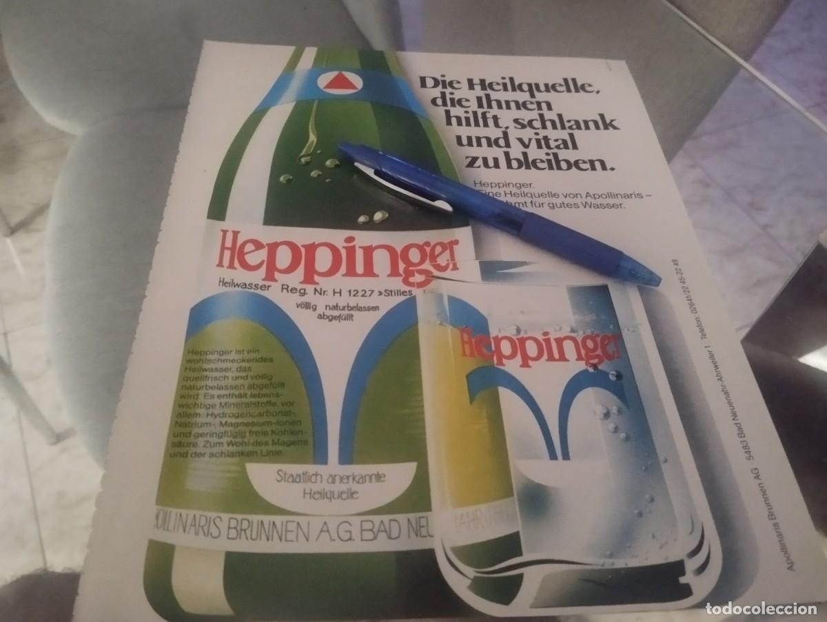 Sammlung von Weinen und Lik&ouml;ren: HEPPINGER AGUA NATURAL MEDICINAL CLIPPING ANUNCIO PUBLICIDAD REVISTA ALEM&Aacute;N 1978