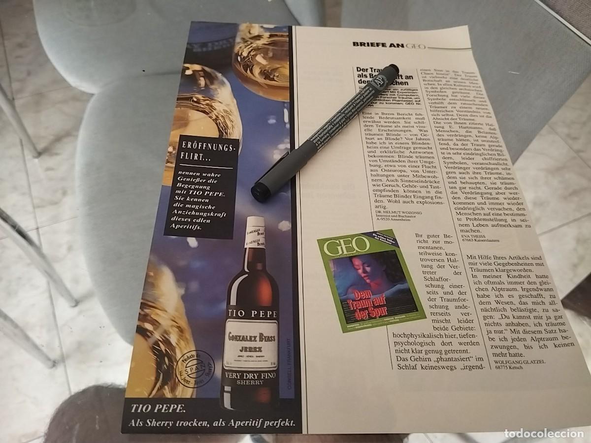 Coleccionismo de vinos y licores: JEREZ TIO PEPE GONZALEZ BYASS CLIPPING ANUNCIO PUBLICIDAD REVISTA ALEM&Aacute;N 1994 BONITO PARA ENMARCAR