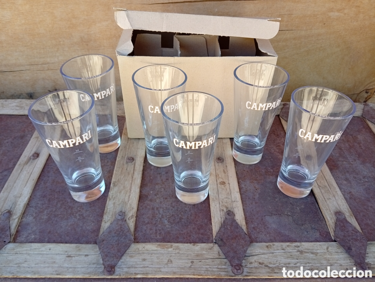 Coleccionismo de vinos y licores: 6 VASOS CAMPARI * ACAMPANADOS EN CAJA