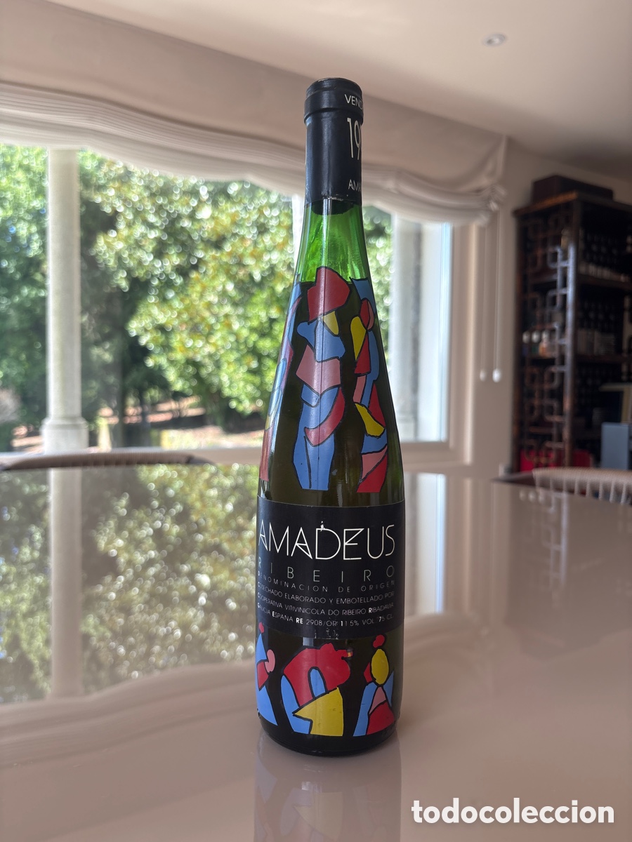 Coleccionismo de vinos y licores: Botella de Colecci&oacute;n Vino Ribeiro Amadeus 1990 - Serigraf&iacute;a Original Laxeiro