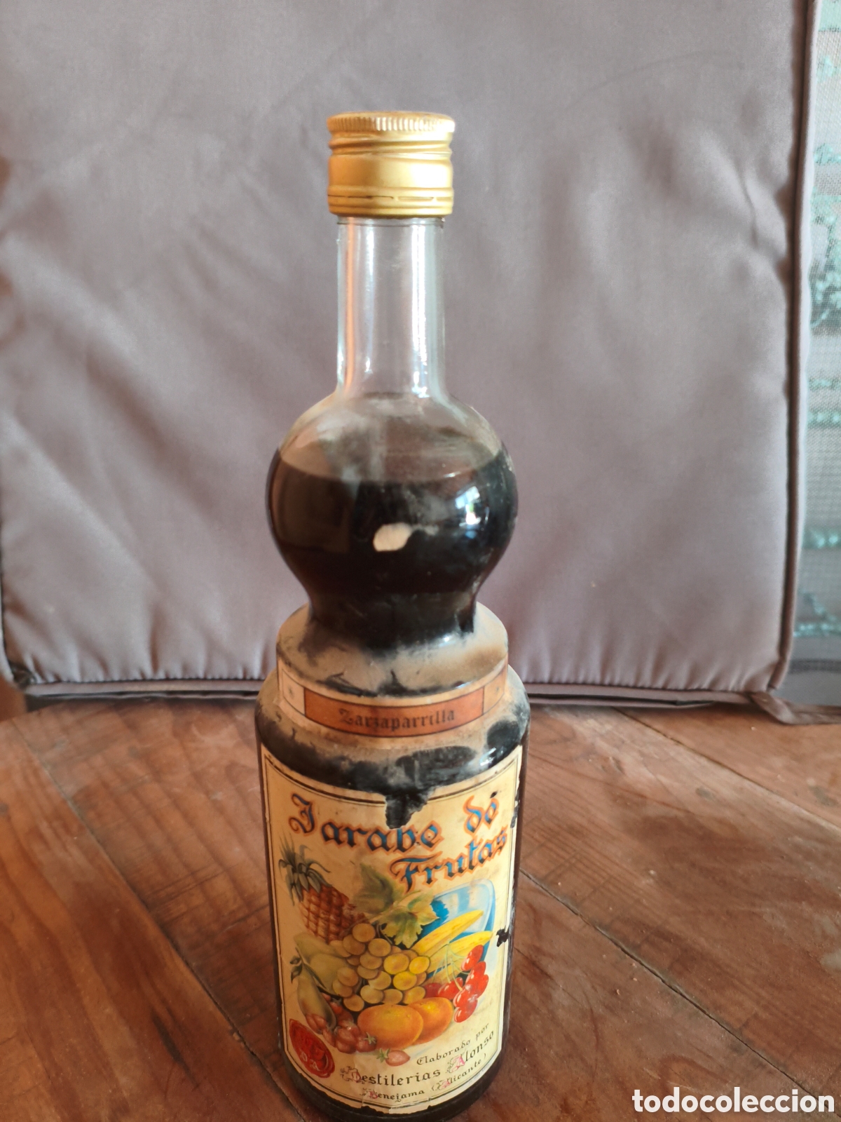 Coleccionismo de vinos y licores: Antigua botella jarabe de frutas