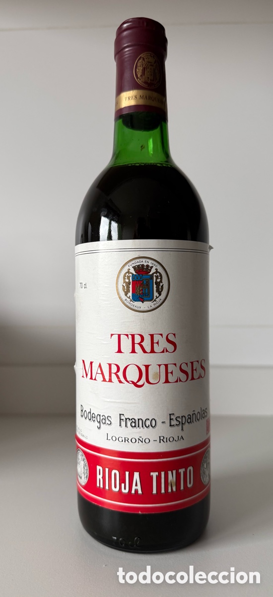 Coleccionismo de vinos y licores: BOTELLA TRES MARQUESES 1982 &ndash; BODEGAS FRANCO-ESPA&Ntilde;OLAS &ndash; RIOJA DE CRIANZA