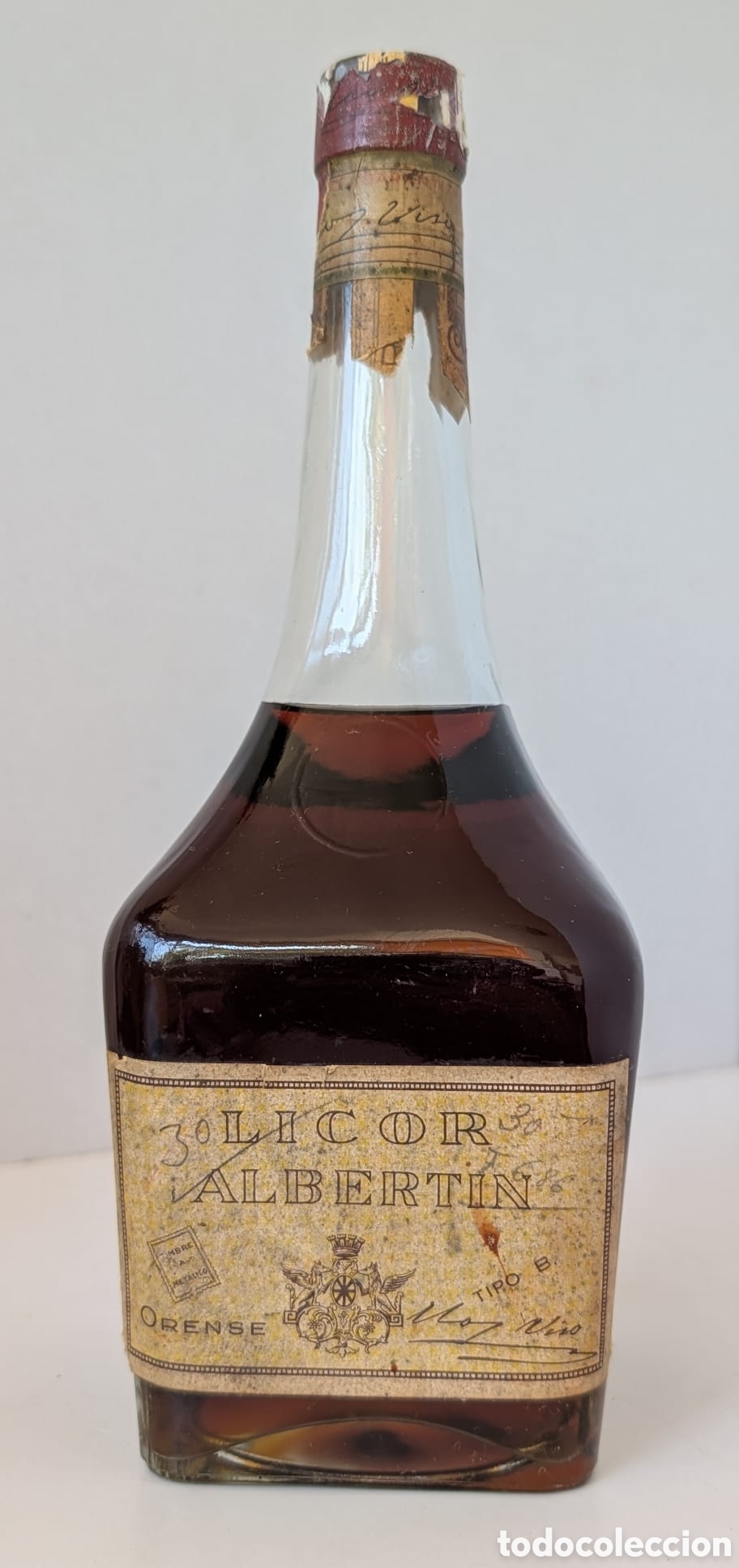 Coleccionismo de vinos y licores: Botella antigua Licor Albertin - Eloy Viso (Orense) - A&ntilde;os 50/60 - Precintada