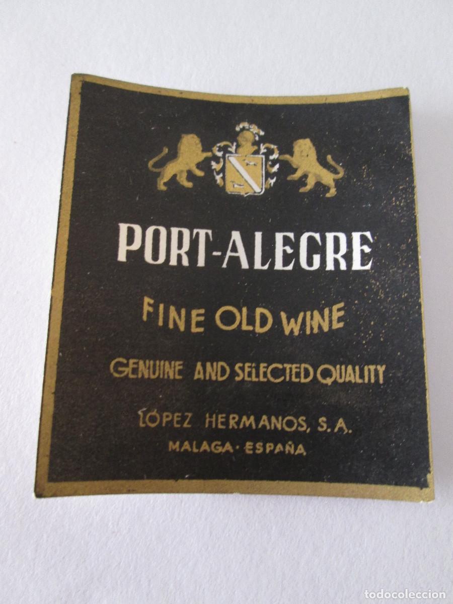 Coleccionismo de vinos y licores: ETIQUETA MINIATURA - PORT-ALEGRE FINE OLD WINE - LOPEZ HERMANOS - MALAGA - 5,5X5CM- SIN USAR