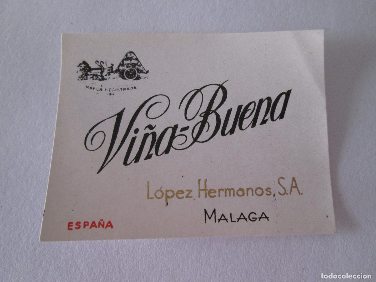 Coleccionismo de vinos y licores: ETIQUETA MINIATURA - VI&Ntilde;A BUENA - LOPEZ HERMANOS - MALAGA - 4X5CM- SIN USAR