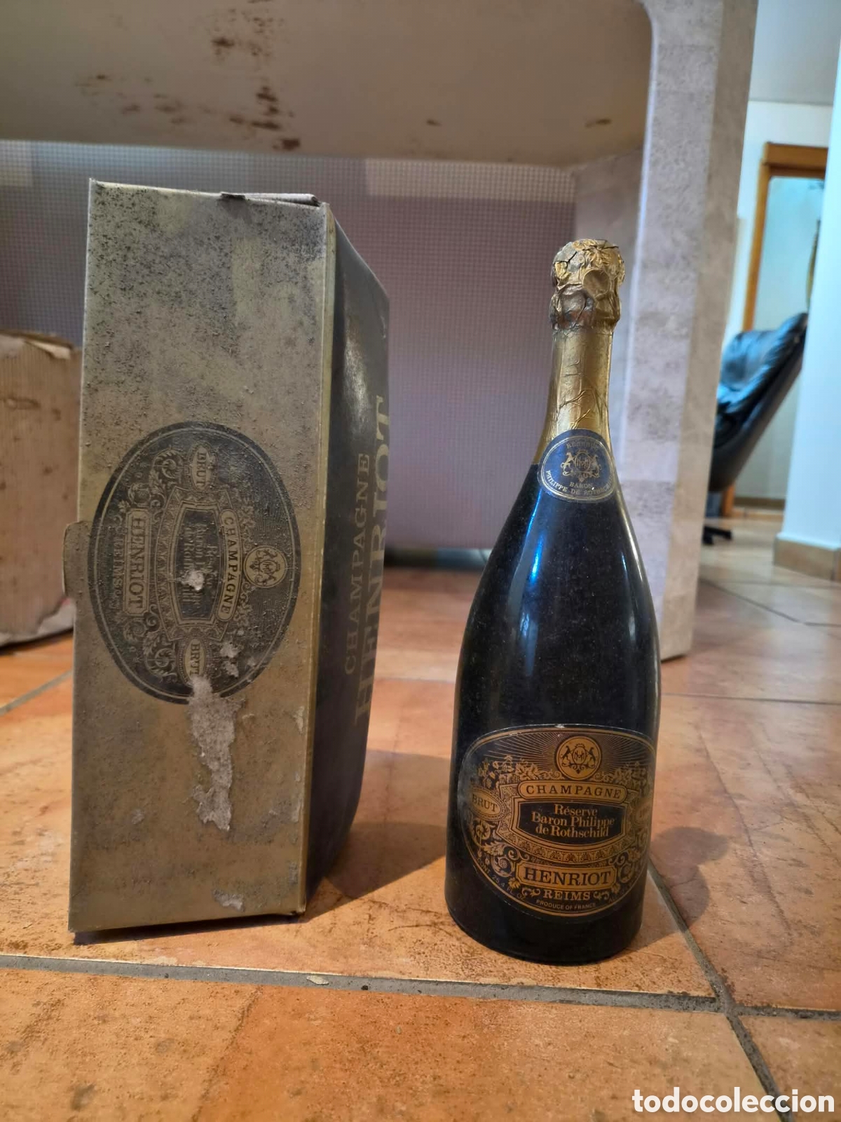 Collectionnisme de vins et liqueurs: Champagne Brut R&eacute;serve Baron Philippe de Rothschild Henriot ( aprox 1970)