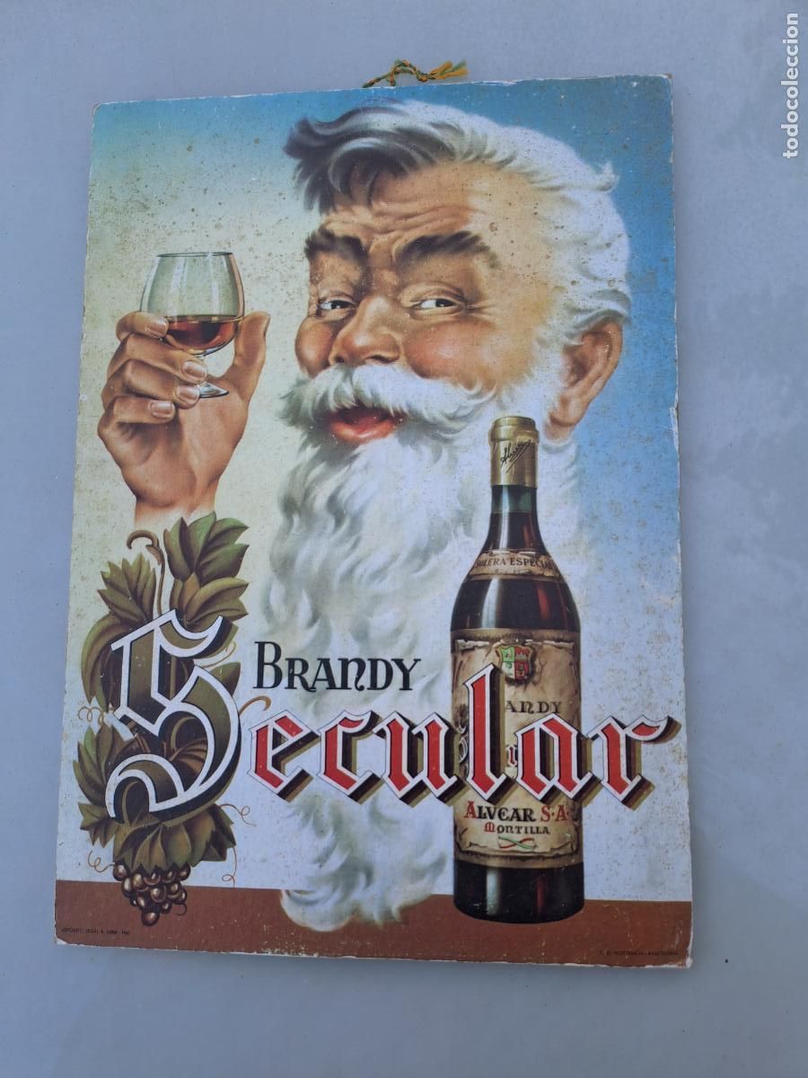 Coleccionismo de vinos y licores: BRANDY SECULAR-ALVEAR S.A.-MONTILLA-CARTON DURO DE PUBLICIDAD-22 X 30 CM