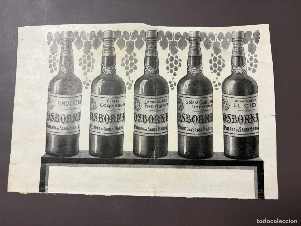 Coleccionismo de vinos y licores: ANTIGUA PUBLICIDAD VINOS OSBORNE &ndash; FINO COQUINERO, DUCAL, QUINTA Y EL CID &ndash; PUERTO SANTA MAR&Iacute;A