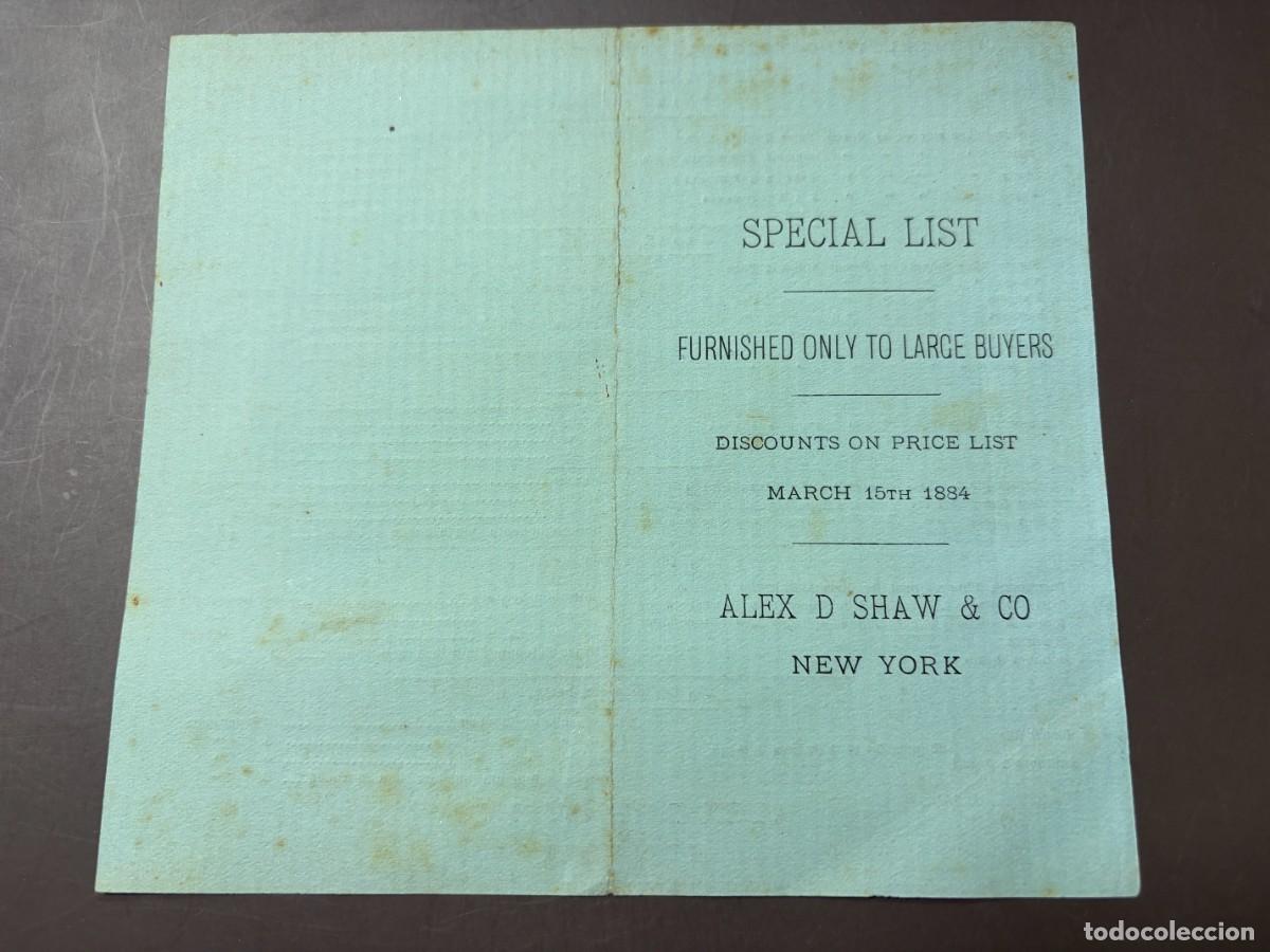 Coleccionismo de vinos y licores: LISTA DE PRECIOS DE VINOS ESPA&Ntilde;OLES. ALEX D. SHAW & CO. NUEVA YORK 1884