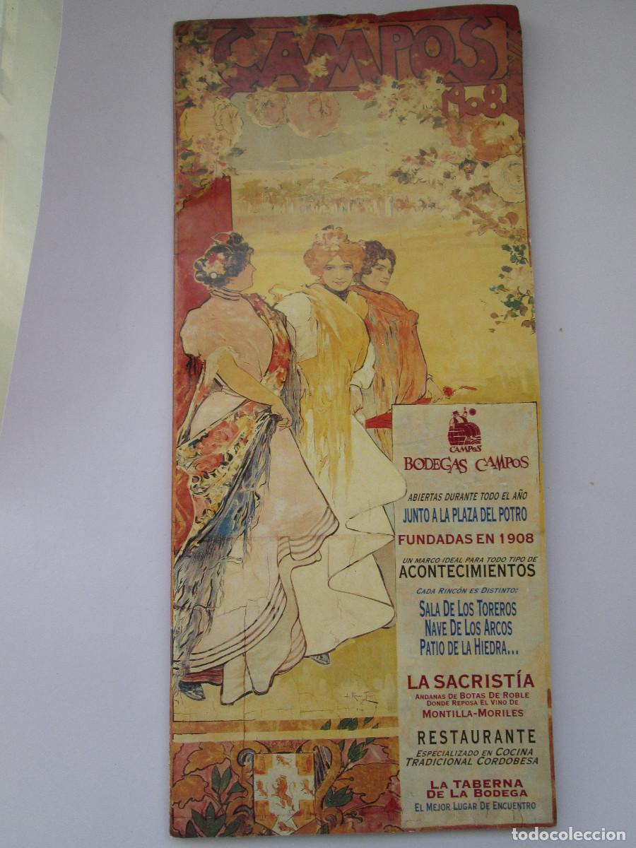 Coleccionismo de vinos y licores: BODEGAS CAMPOS - CORDOBA - CUADERNILLO INFORMATIVO CON FOTOS Y 6 TARJETAS DE MENUS