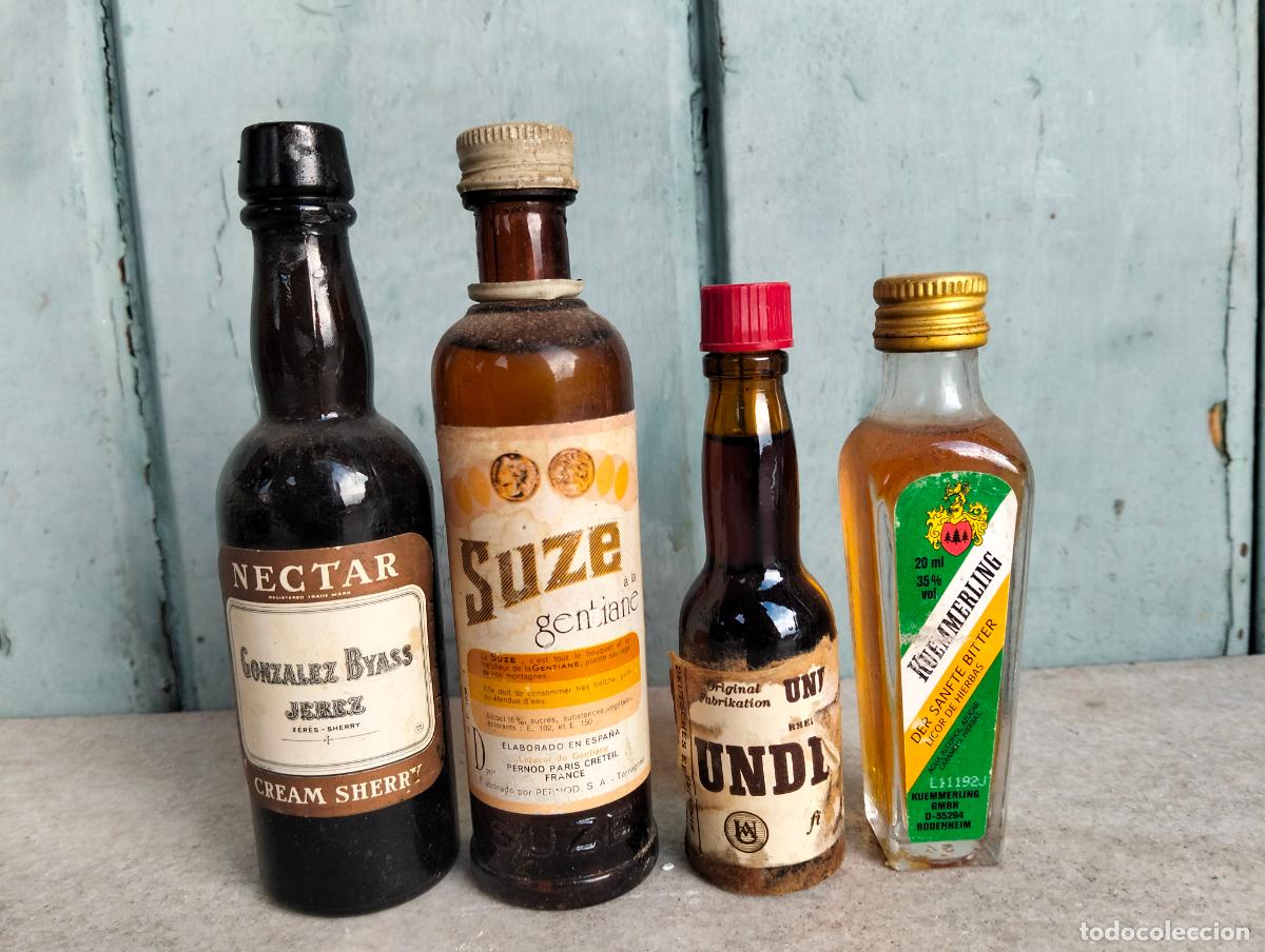 Collection of wines and liquors: Lote botellines de licor antiguos nectar gonzalez byass jerez suze undl kuemmerling