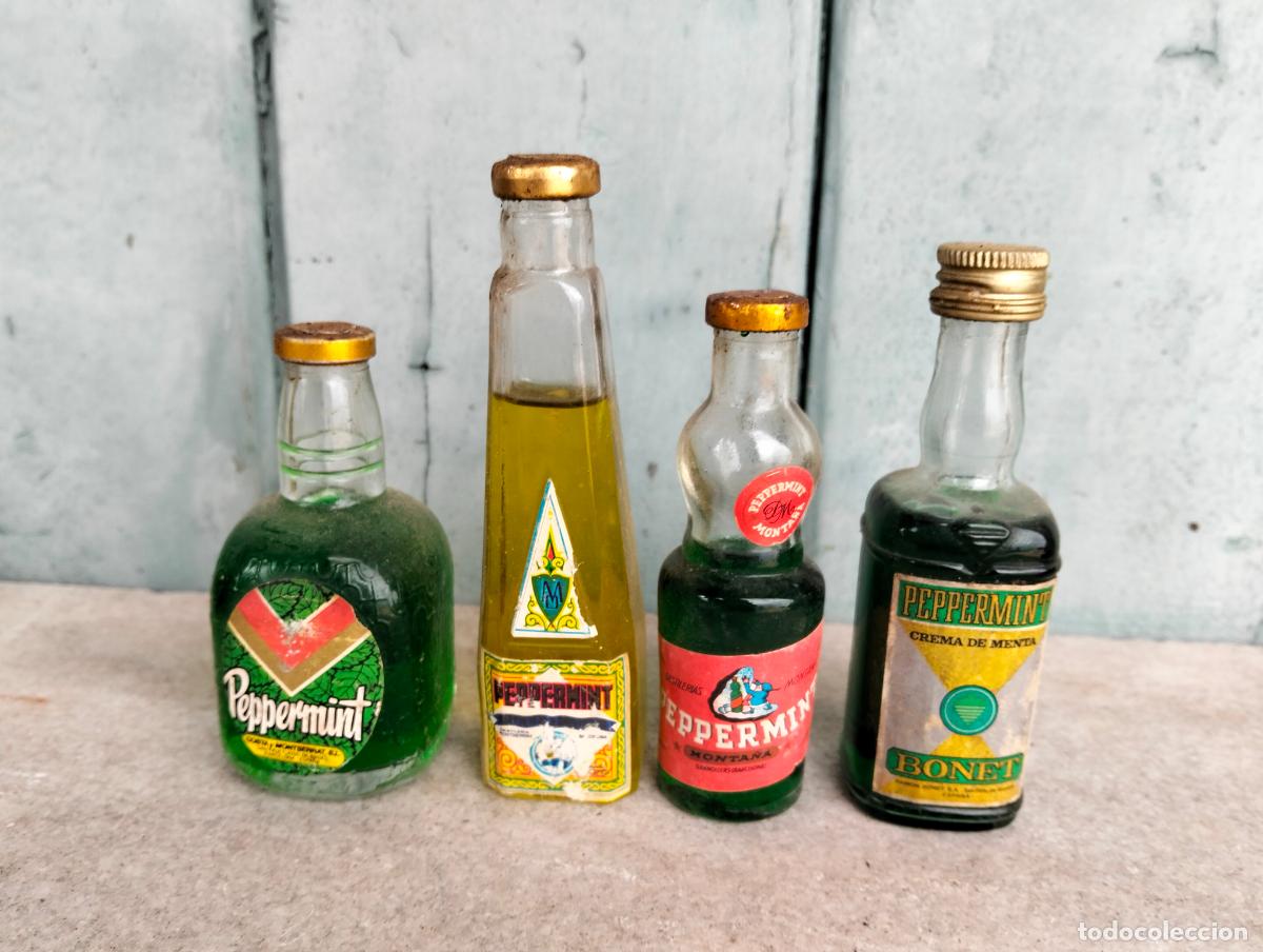 Collection of wines and liquors: Lote botellines de licor peppermint de diferentes marcas bonet monta&ntilde;a crema de menta