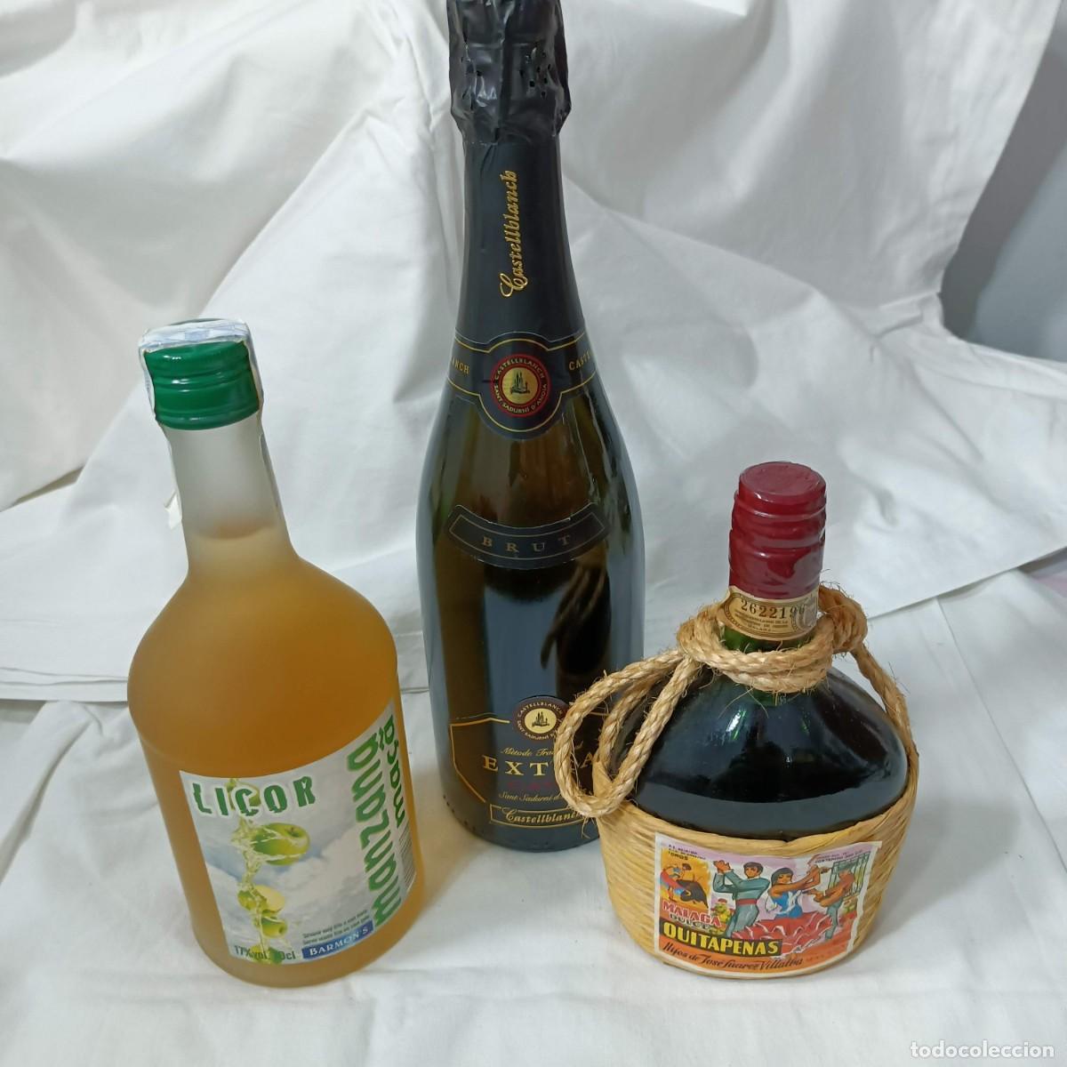 Collectionnisme de vins et liqueurs: Lote de botellas de cava Castellblanch, vino Dulce Quitapenas y licor de manzanas Barmon&acute;s