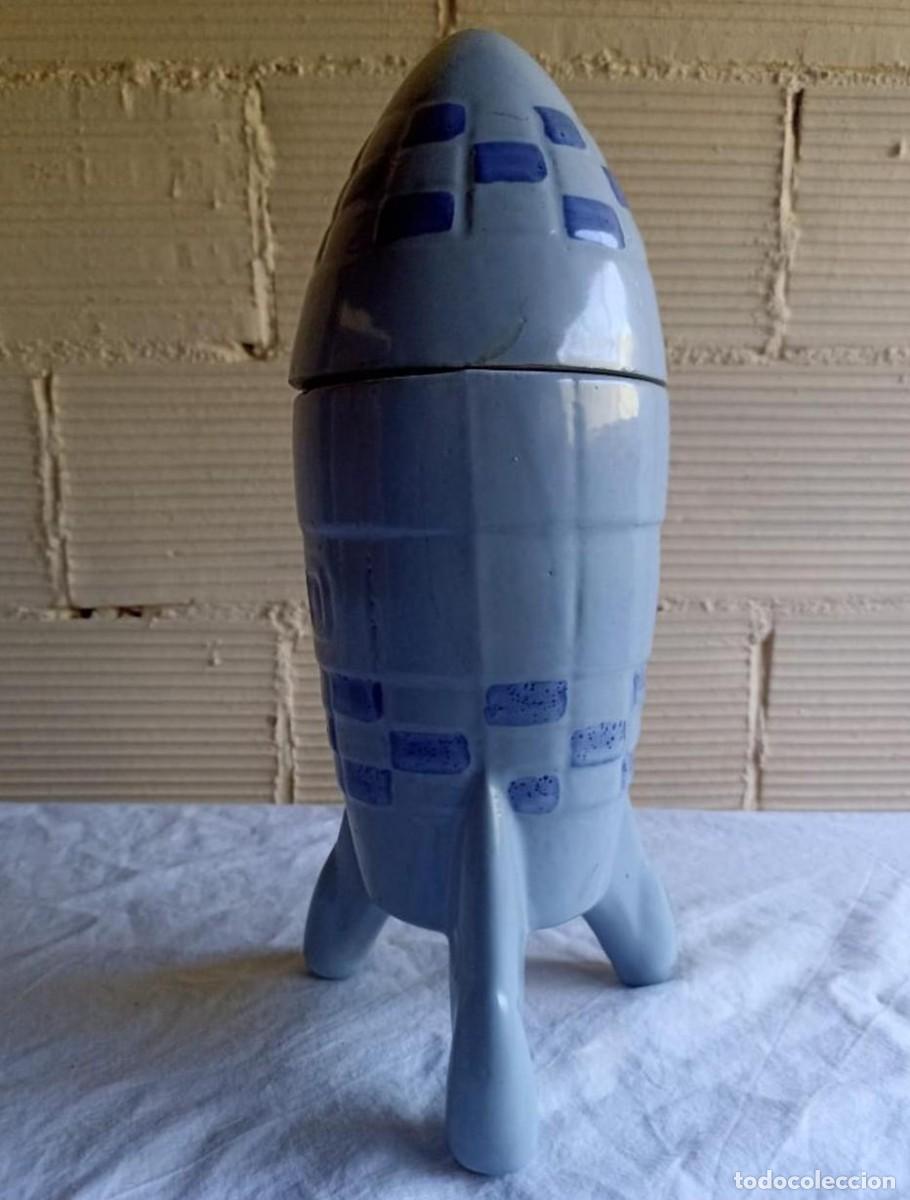 Sammlung von Weinen und Lik&ouml;ren: Botella vino cer&aacute;mica nave espacial art dec&oacute; a&ntilde;os 40-50