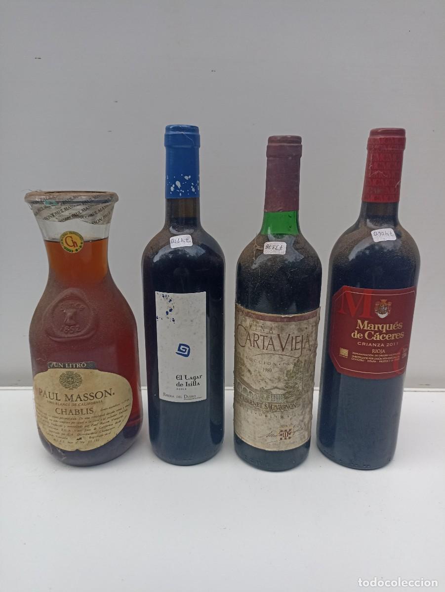 Collection of wines and liquors: Lote 4 botellas de vino Paul Masson California, 1989 Carta Vieja, 2011 Marqu&eacute;s de C&aacute;ceres, 2012 El