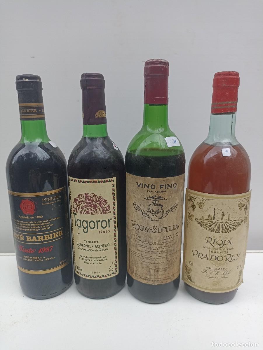 Collectionnisme de vins et liqueurs: Lote 4 botellas de vino 1964 Vega Sicilia &Uacute;nico, 1985 Prado Rey, 1987 Barbier, 2000 Tagoror