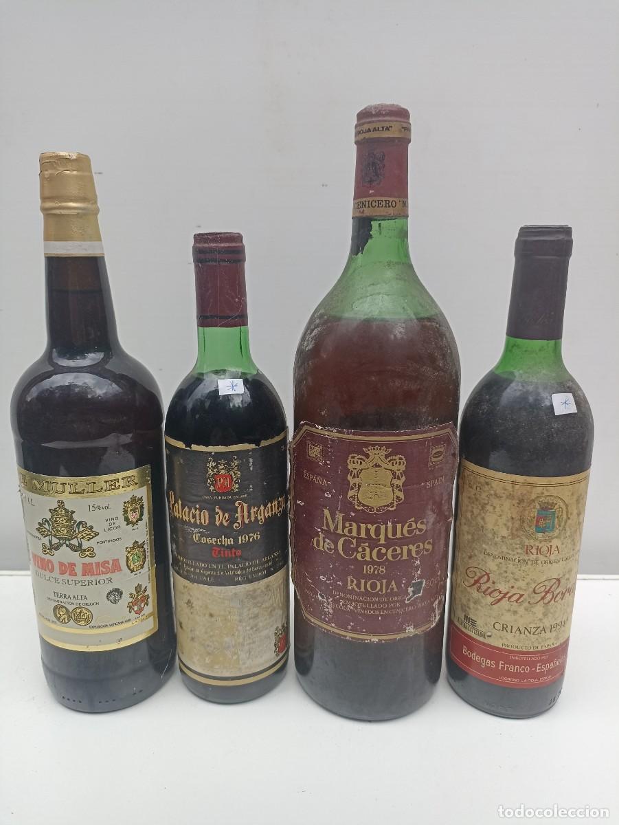 Sammlung von Weinen und Lik&ouml;ren: Lote 4 botellas de vino 1976 Arganza, 1978 Marqu&eacute;s de C&aacute;ceres, 1994 Bordon, Muller