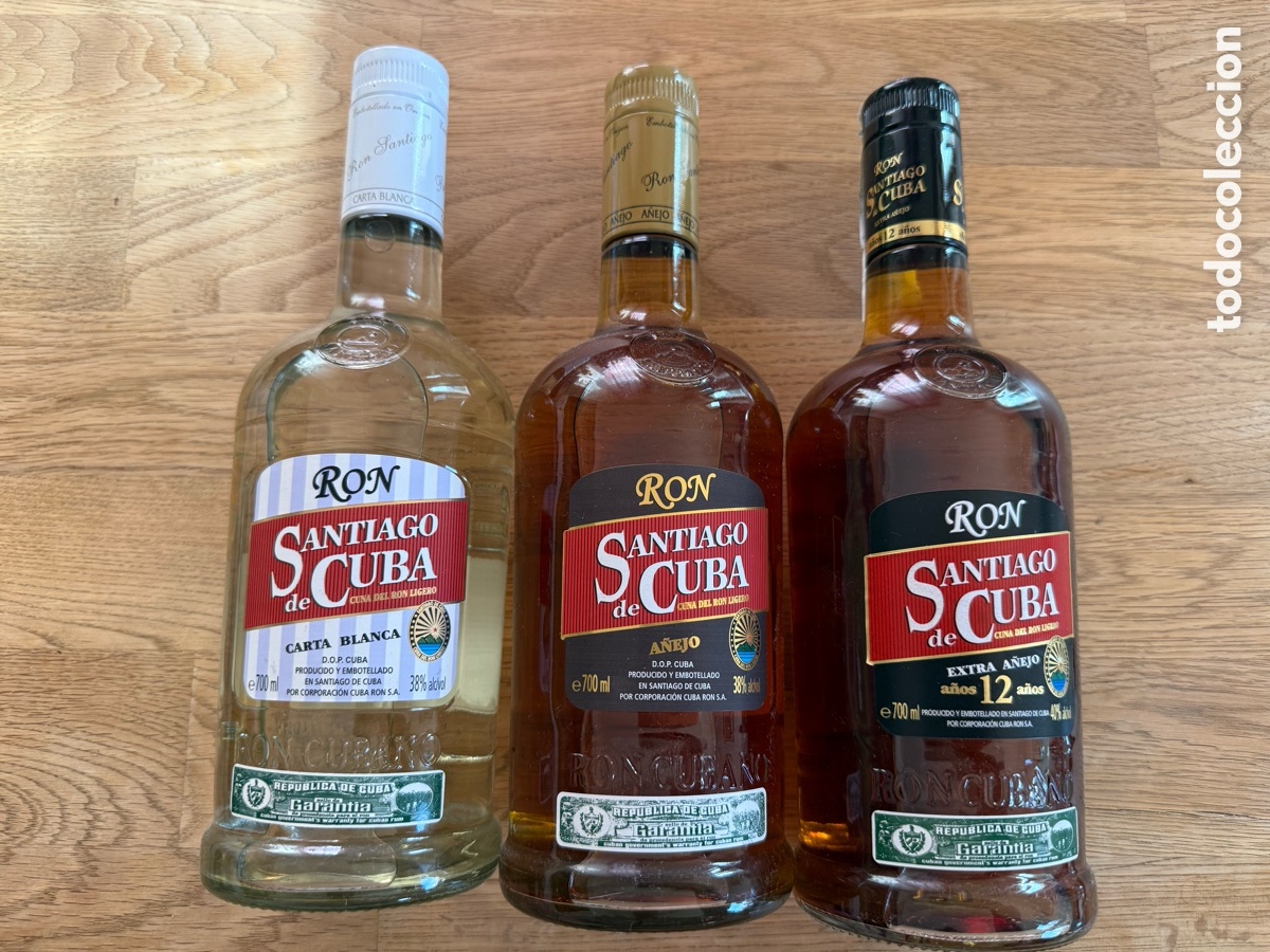 Coleccionismo de vinos y licores: Ron Santiago de Cuba 3 Sorten