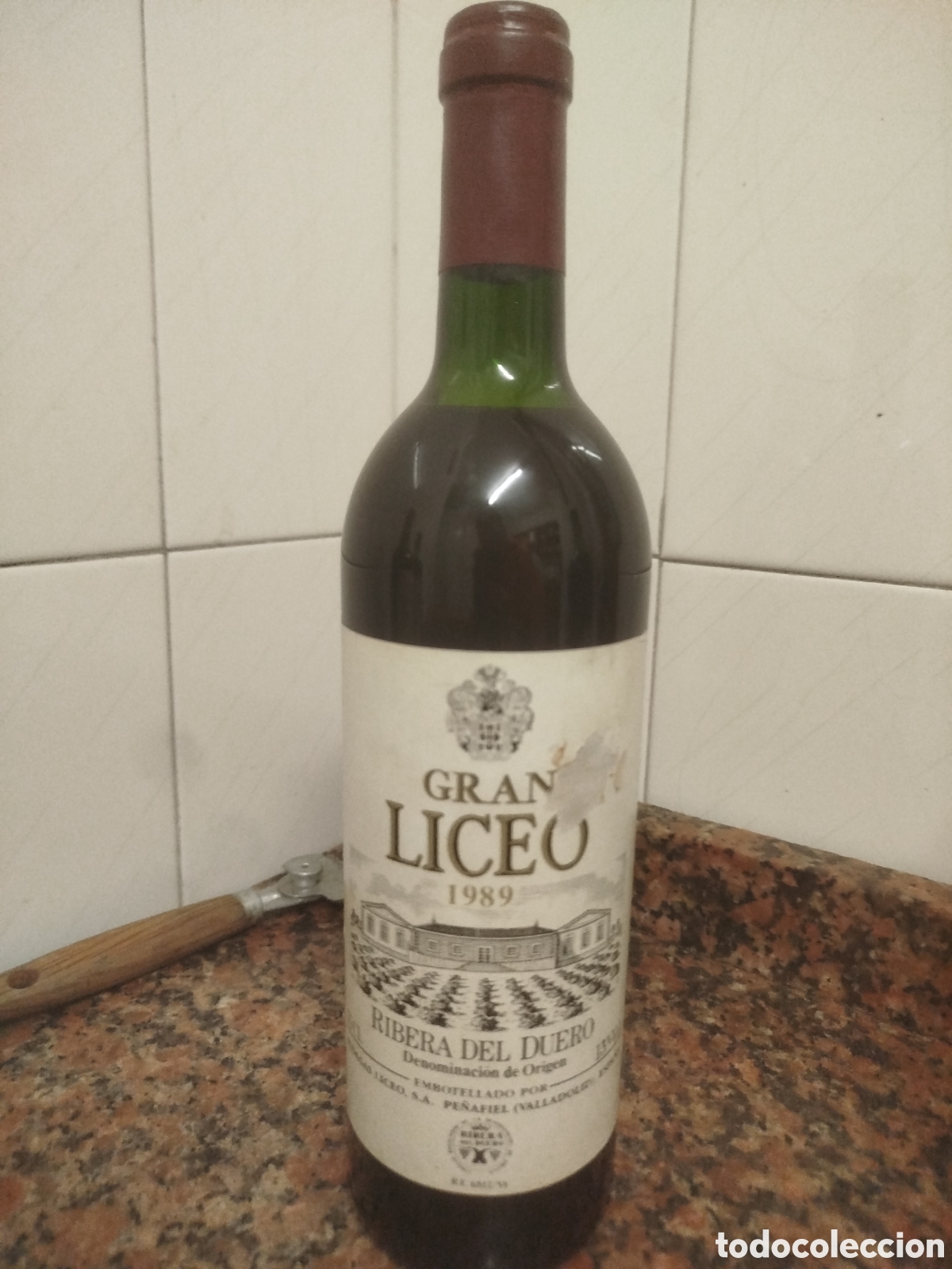 Coleccionismo de vinos y licores: Botella de vino gran liceo1989