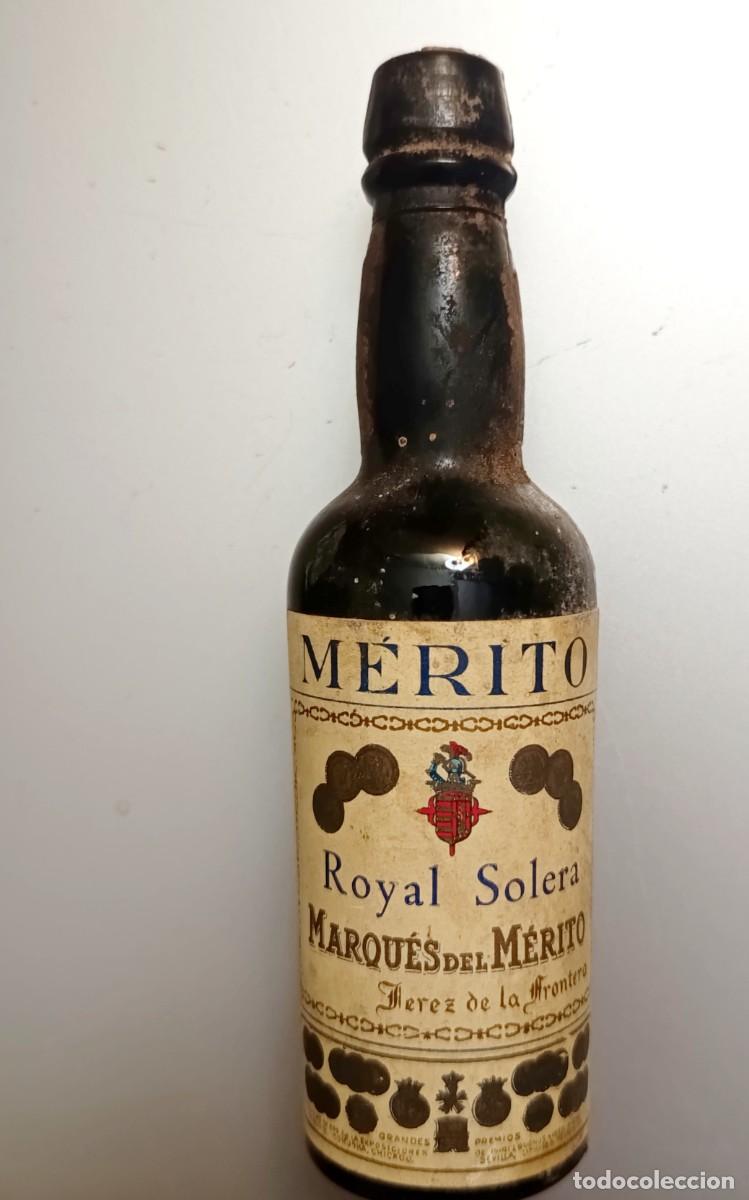 Coleccionismo de vinos y licores: Botellita Marqu&eacute;s del M&eacute;rito Jerez de la frontera