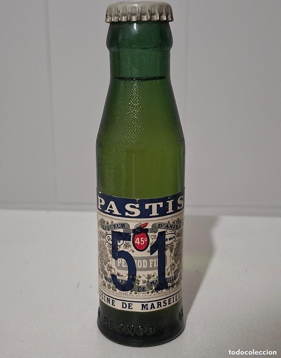 Sammlung von Weinen und Lik&ouml;ren: RARO ANTIGUO BOTELL&Iacute;N PASTIS 51 - 15cm. - ETIQUETA ANTIGUA - FORMATO &Uacute;NICO