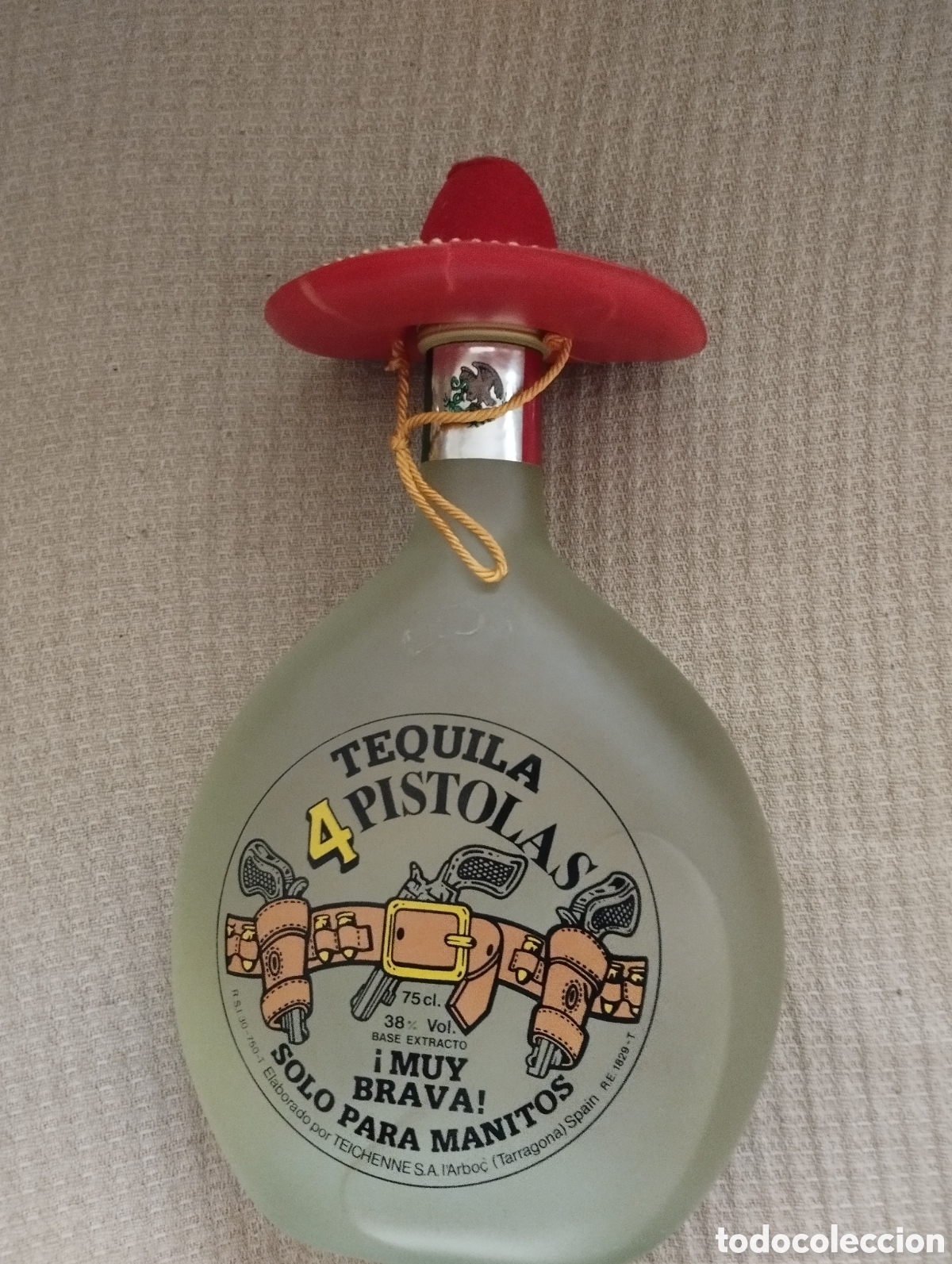 Coleccionismo de vinos y licores: TEQUILA 4 PISTOLAS MUY BRAVA SOLO PARA MANITOS 75CL