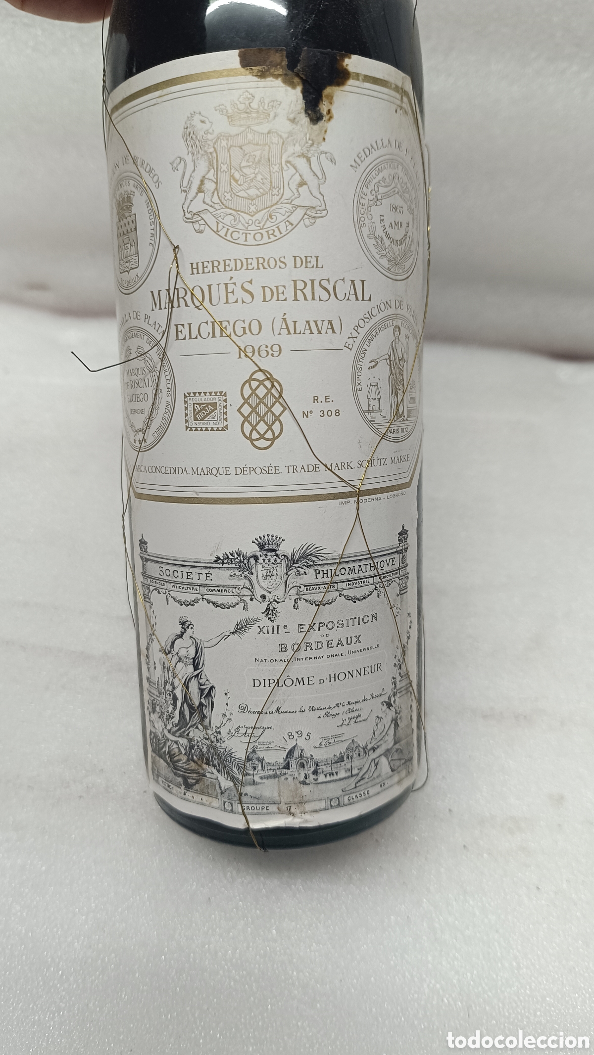 Coleccionismo de vinos y licores: BOTELLA VINO MARQUES DEL RISCAL A&Ntilde;O 1969.