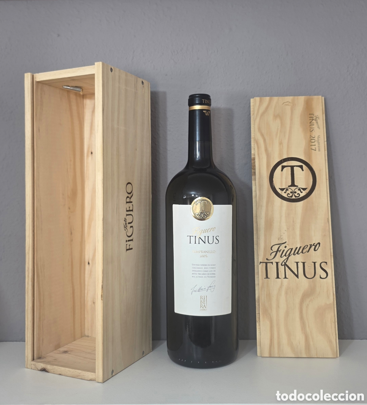 Coleccionismo de vinos y licores: Figuero Tinus 2017 &ndash; Ribera del Duero &ndash; Magnum 1,5 L &ndash; Botella n&ordm; 045 &ndash; Caja de madera original