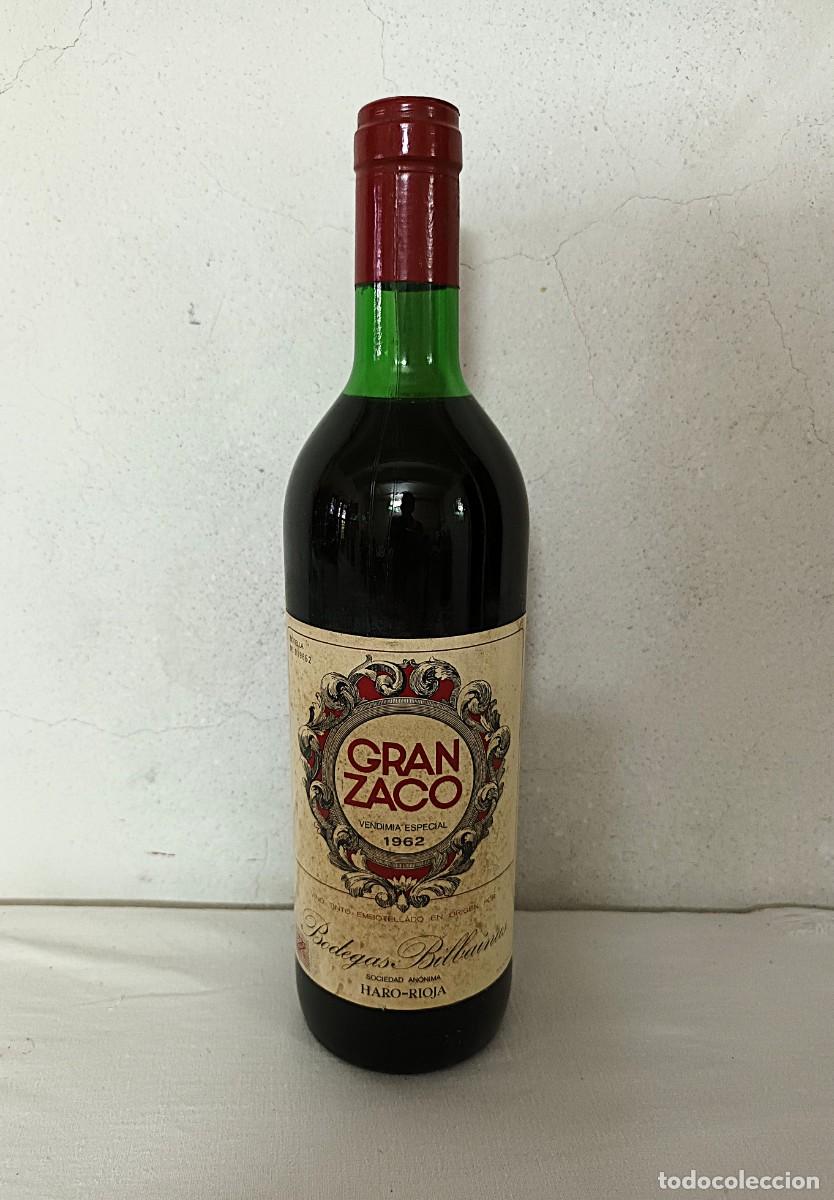 Coleccionismo de vinos y licores: BOTELLA VINO GRAN ZACO VENDIMIA ESPECIAL 1962.BODEGAS BILBA&Iacute;NAS