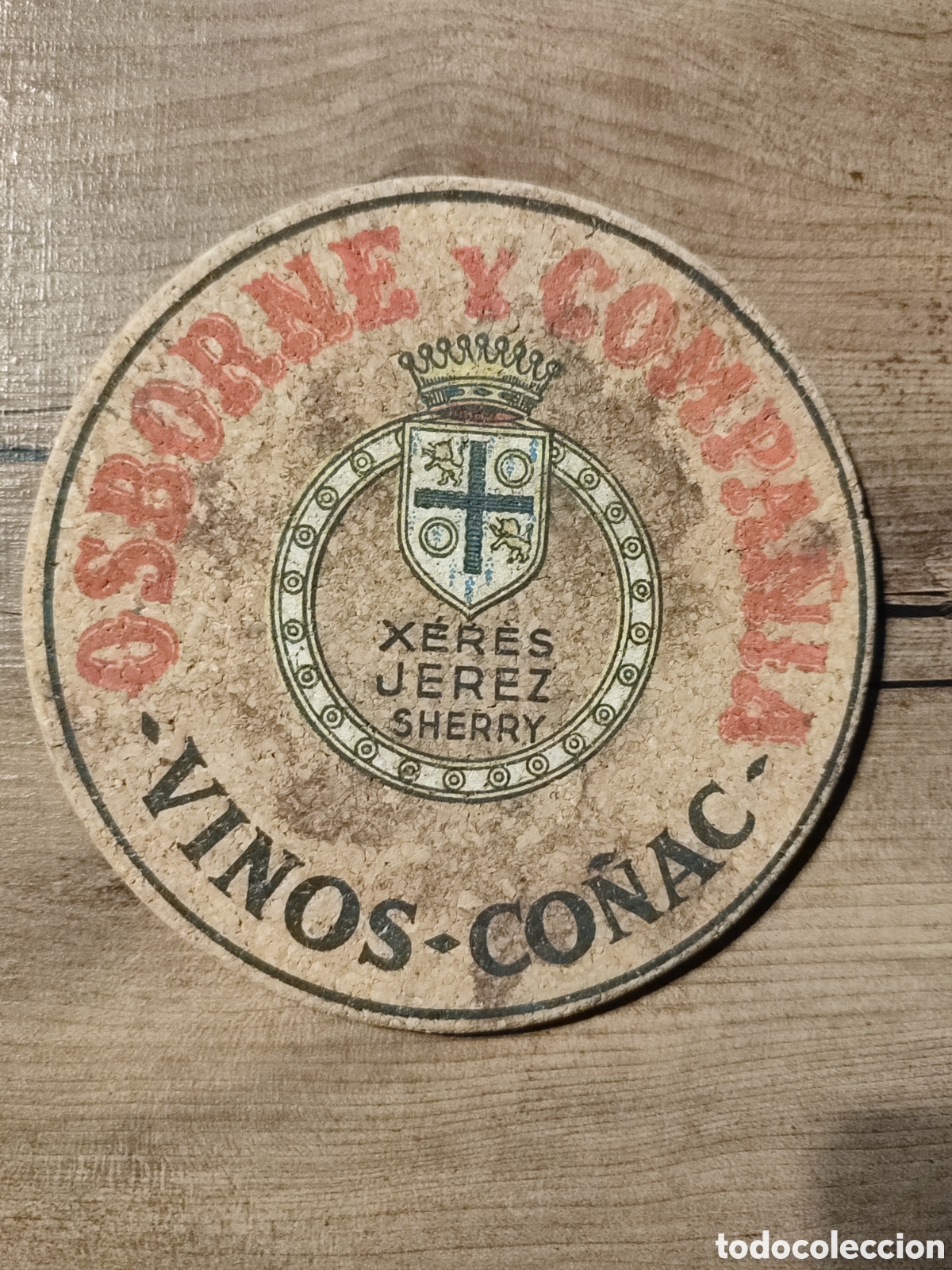 Coleccionismo de vinos y licores: Posavaso Osborne y Compa&ntilde;&iacute;a Co&ntilde;ac Jerez Sherry anterior a 1950