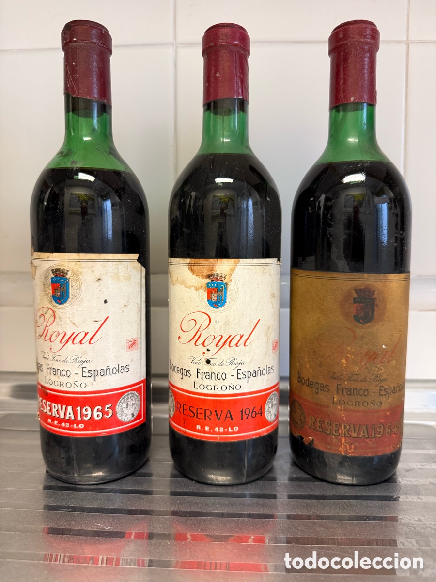 Coleccionismo de vinos y licores: Lote dos botellas Royal reserva 1964 y una de 1965