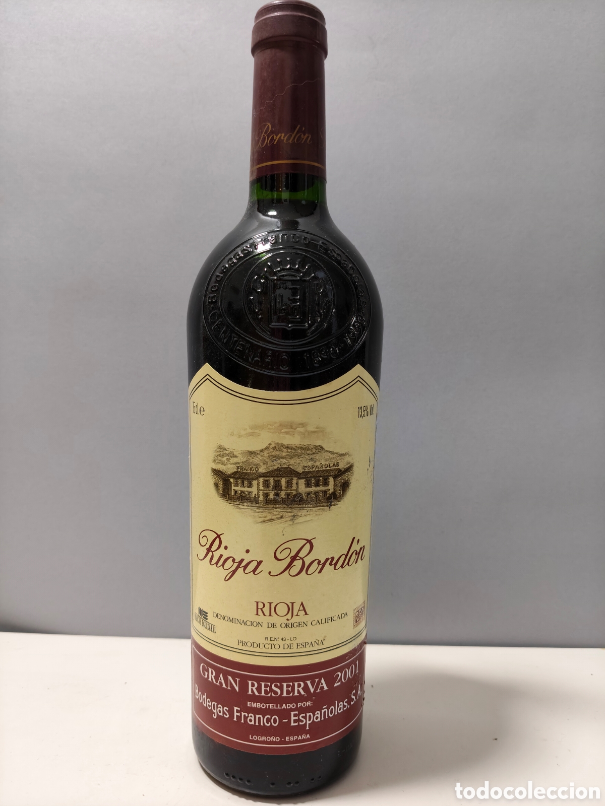 Coleccionismo de vinos y licores: Rioja Bord&oacute;n 2001 Gran Reserva