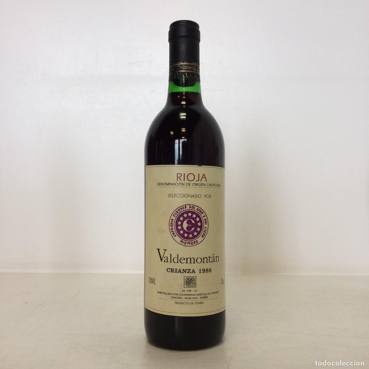 Coleccionismo de vinos y licores: Vino: 1988 Valdemontan Crianza, Cooperativa Vinicola de Cenicero (Rioja)