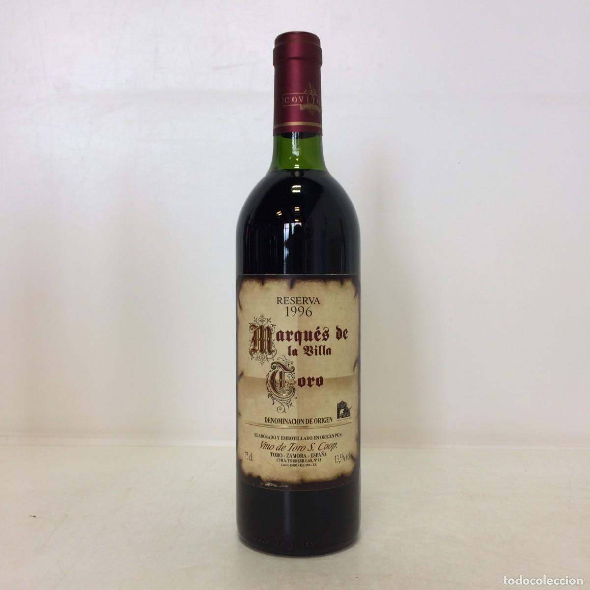 Coleccionismo de vinos y licores: Vino: 1996 Marques de la Villa Toro, Vino de Toro S. Coop. (Toro)
