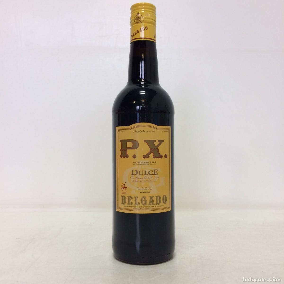 Coleccionismo de vinos y licores: Jerez: P.X. Dulce, Bodegas Delgado (Montilla Moriles)