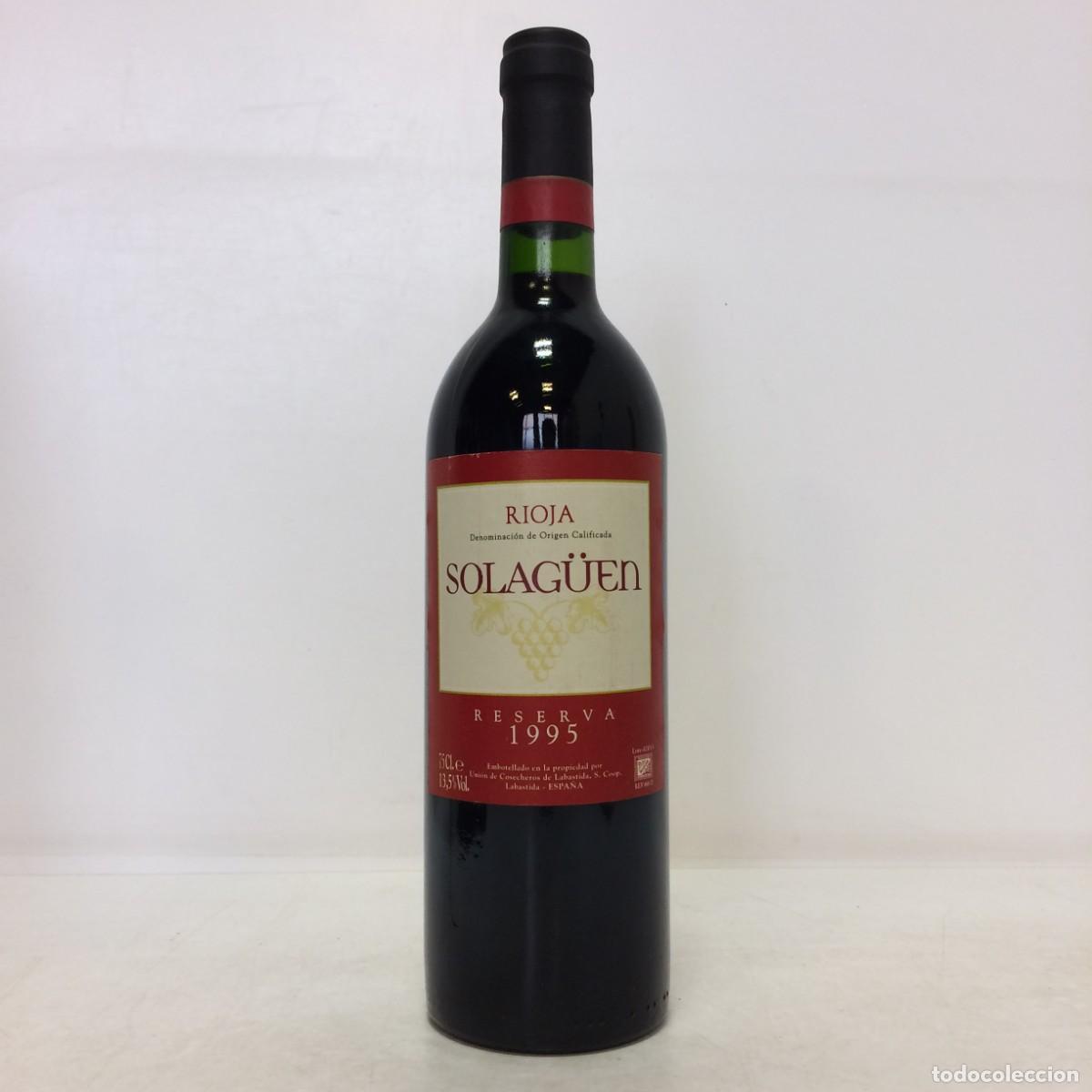 Coleccionismo de vinos y licores: Vino: 1995 Solag&uuml;en Reserva, Union de Cosecheros de Labastida (Rioja)