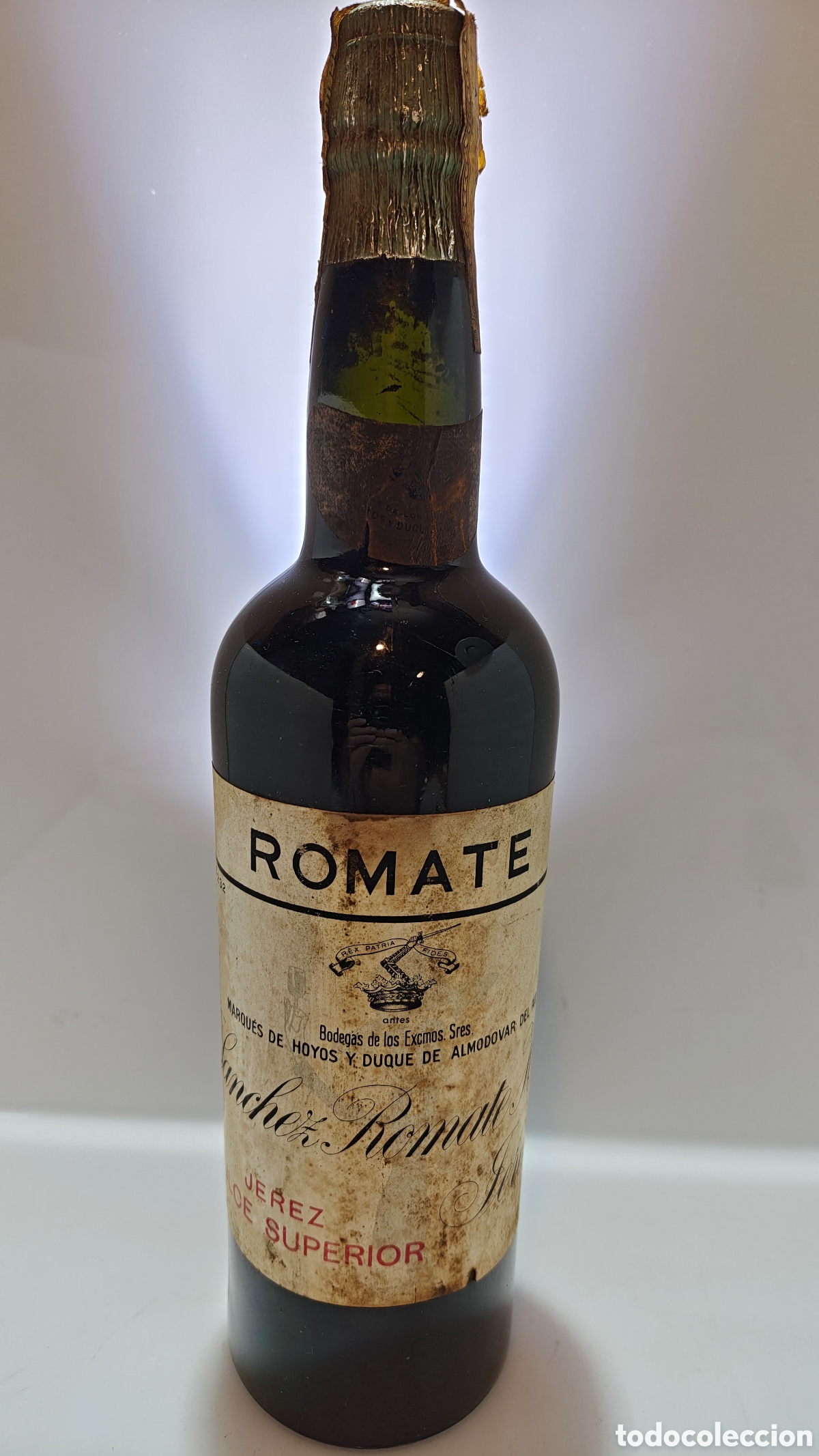 Coleccionismo de vinos y licores: Jerez Superior Romate - S&aacute;nchez Romate Hnos - A&ntilde;os 50/60