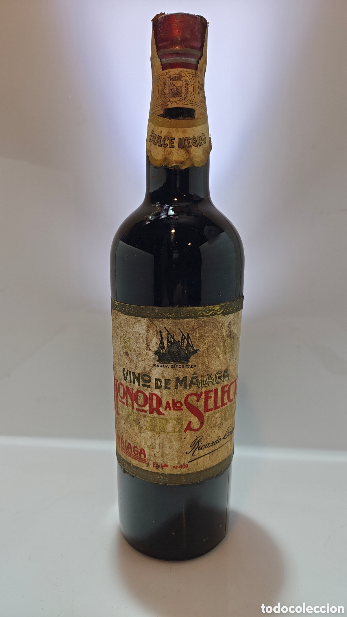 Coleccionismo de vinos y licores: Honor a lo selecto Ricardo Barcel&oacute; &ndash; / Dulce Negro &ndash; M&aacute;laga &ndash; aprox. a&ntilde;os 50/60