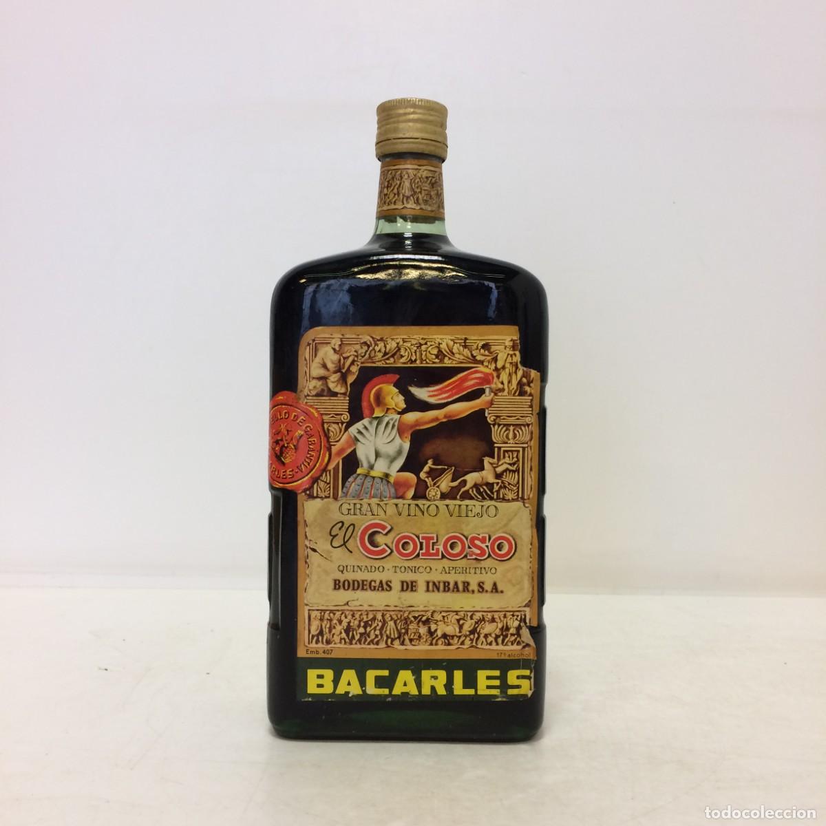 Coleccionismo de vinos y licores: Vino: El Coloso Gran Vino Viejo, Bacarles, Bodegas de Inbar (Malaga)
