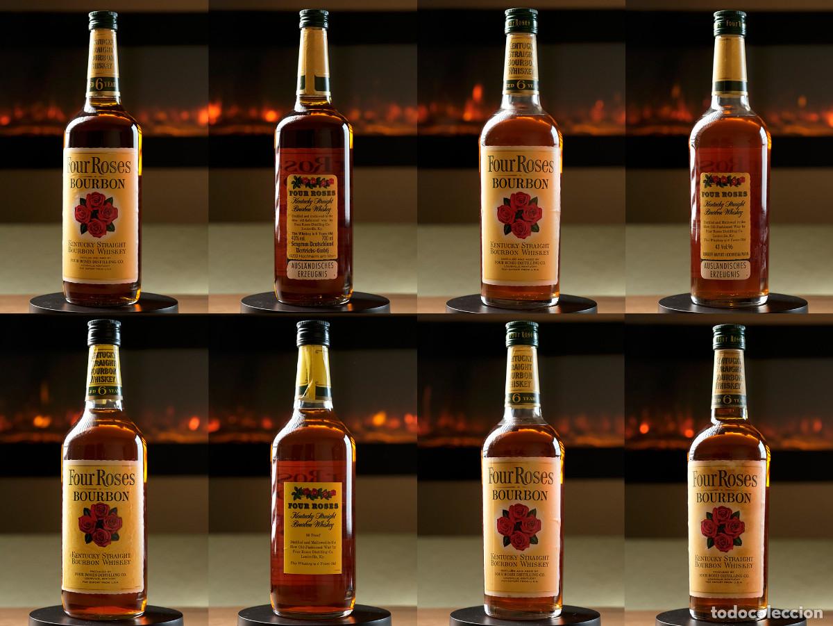 Coleccionismo de vinos y licores: Vintage Four Roses Bourbon Set Sammlung Set 1970er Rarit&auml;t original unge&ouml;ffnet 6x Fl&auml;sche