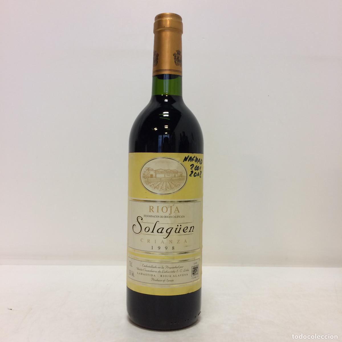 Coleccionismo de vinos y licores: Vino: 1998 Solag&uuml;en Crianza, Union Cosecheros de Labastida (Rioja)
