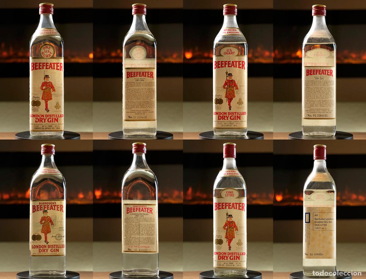 Coleccionismo de vinos y licores: Vintage Gin Set Sammlung 1960er 1970er Tanqueray Beefeater Gordon's Rarit&auml;t 16x Flaschen